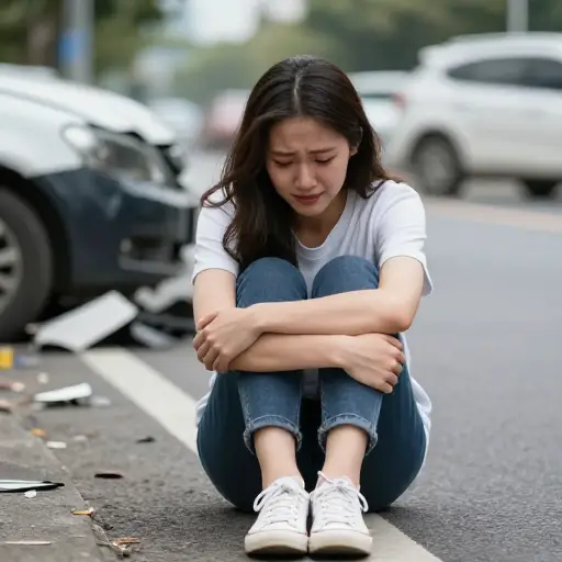 事故后，她情绪崩溃了。