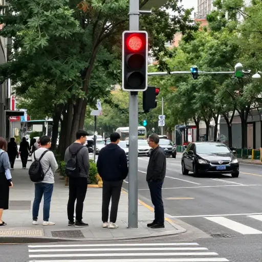 请等到绿灯亮了再过马路。