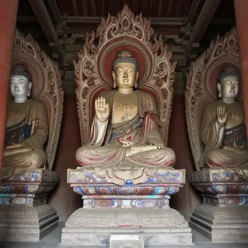 这座寺庙里供奉着几尊古老的佛像。