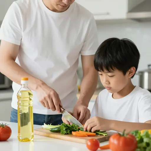 我们需要一些油来烹饪蔬菜。
