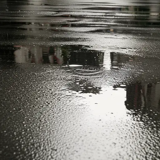 雨后的人行道上有一层薄薄的油渍，走路要小心。