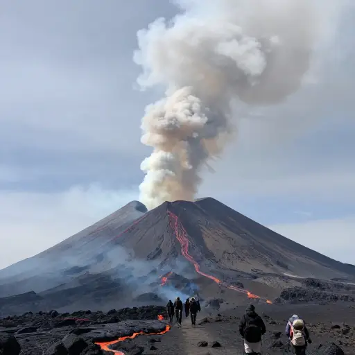 登山者被警告远离这座活火山，因为它有突然喷发的危险。