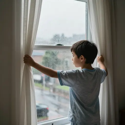 第二天，正在下雨。