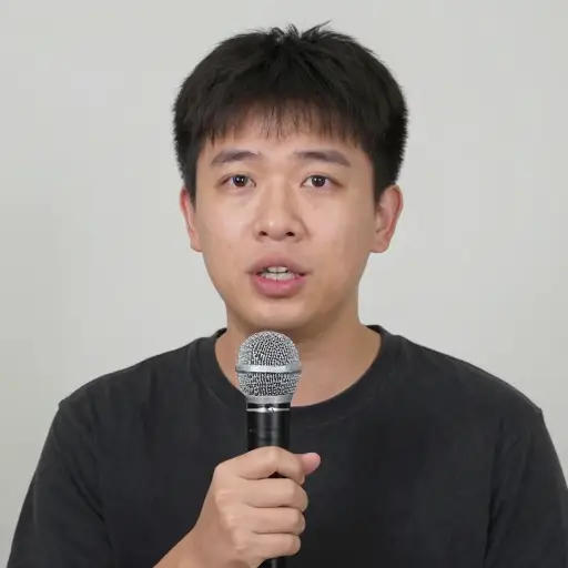 由于麦克风出了问题，他的声音几乎听不清楚。