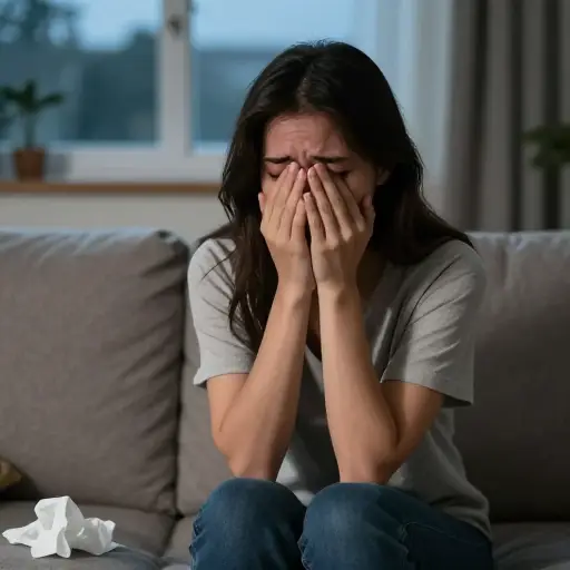 当她听到朋友出事的消息时，她哭得死去活来。