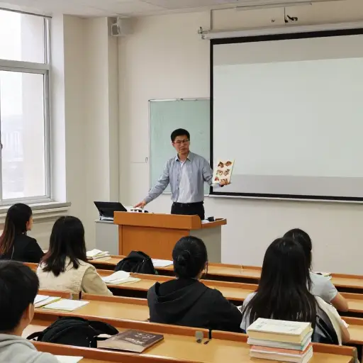 他在大学里教授动物学课程。