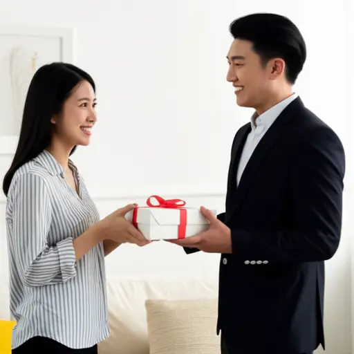 我为这份礼物向她表示了感谢。