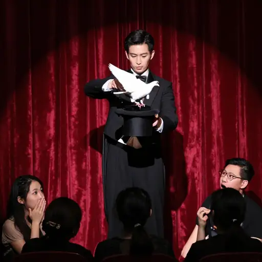 魔术师的表演令人惊叹，观众们都看呆了。