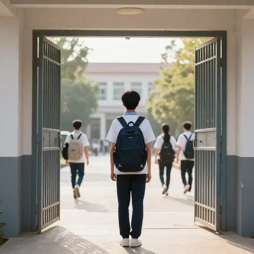 我准时到达了学校。