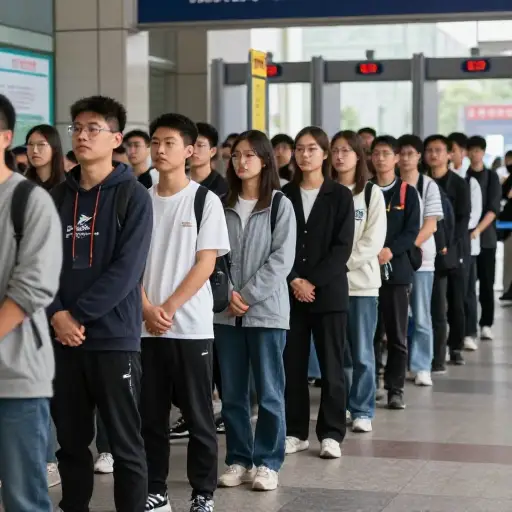 我们站在队伍里等待。