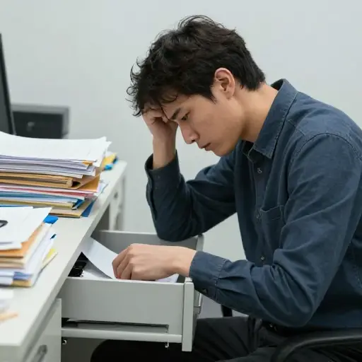 令我非常失望的是，我到处都找不到那份重要文件。