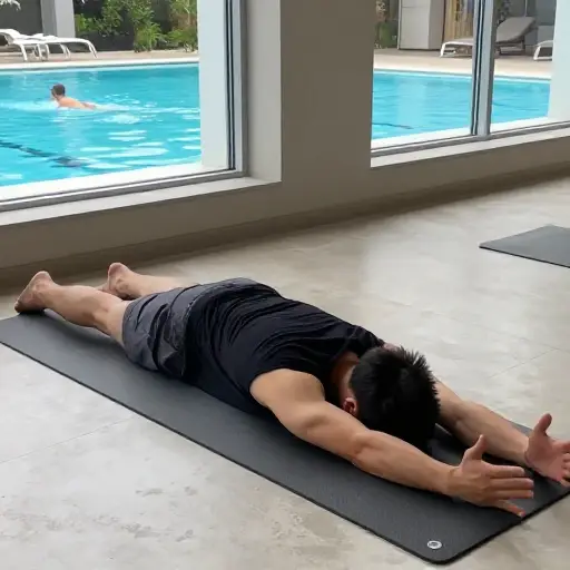 当我的朋友去游泳时，我更喜欢做体操锻炼。