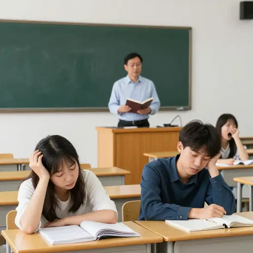 教授的演讲非常枯燥，好几个学生都开始打瞌睡了。