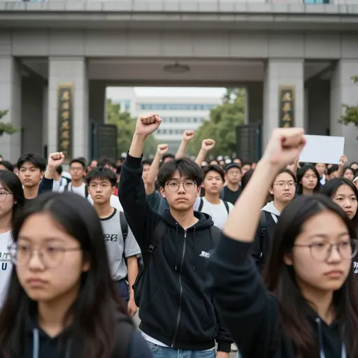 学生们拒绝使用大学食堂导致在主入口举行了一场示威活动。