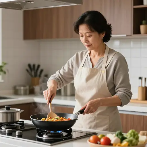 我妈妈是那个正在做饭的人。