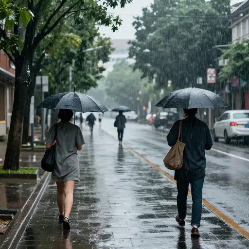 因为下雨，我们不得不改变计划。