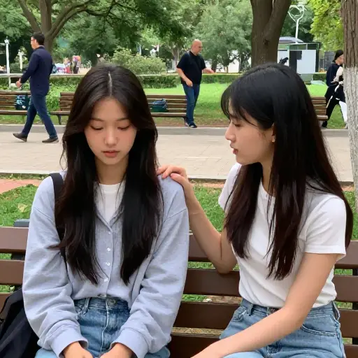 分手后，她通过倾听朋友的问题来安慰她。