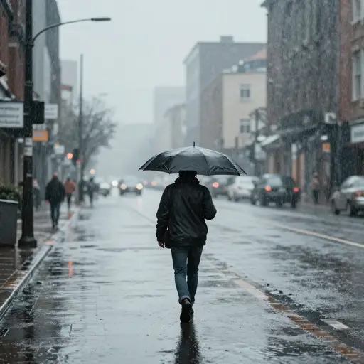 雨下得很大。