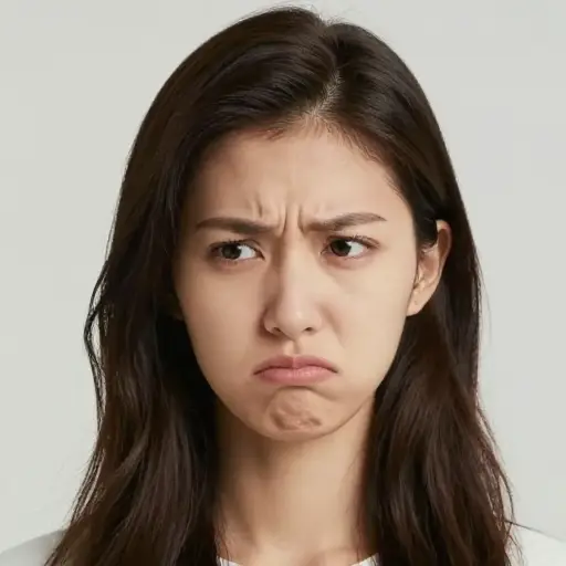 从她的表情，我能看出她很不高兴。