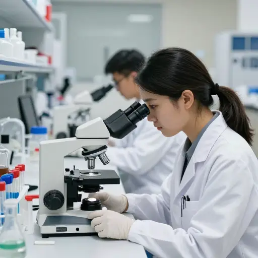 科学家们专注于新药的研发。