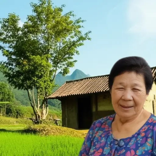 我奶奶住在乡下。