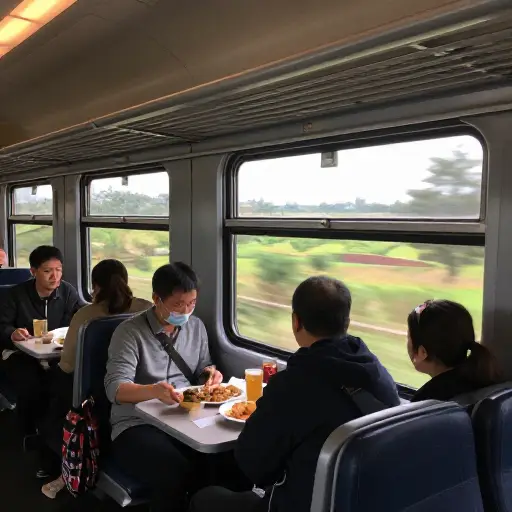我们在火车的餐车里吃了晚饭。