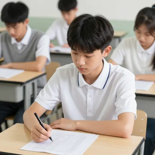 他在考试中的表现很平庸。