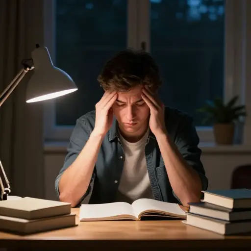 他度过了一个不眠之夜，担心他的考试。