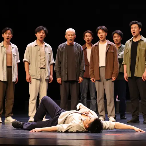 他就在演出中间突然死了。
