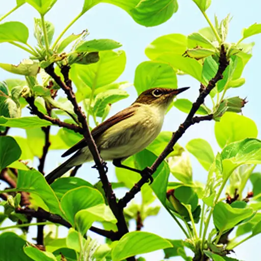 小鸟安全地降落在树枝上。