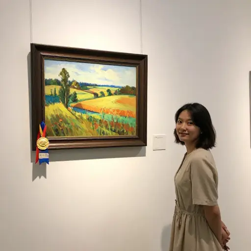 这个女孩的画得了一等奖。