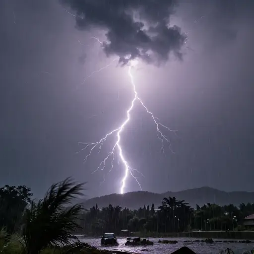 雷暴天气时，闪电会猛烈爆裂，发出巨响。