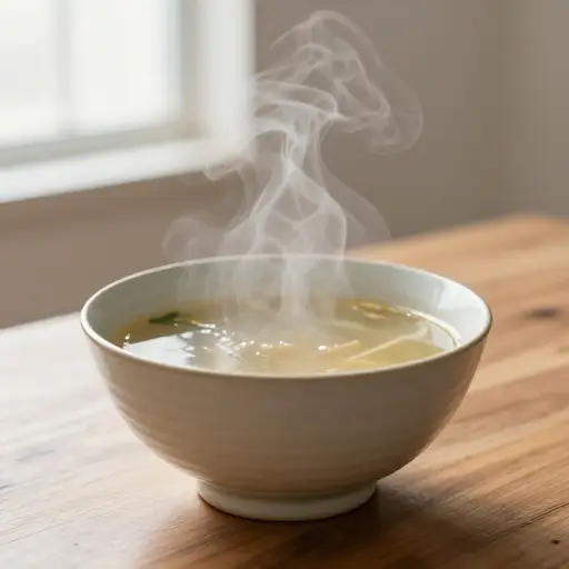 汤很烫。