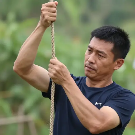 他迅速松开了抓住绳子的手。