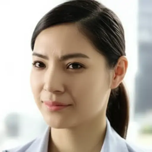 她的笑容看起来很勉强，显然心情不好。