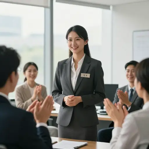 升职后，她感到比以往任何时候都快乐。