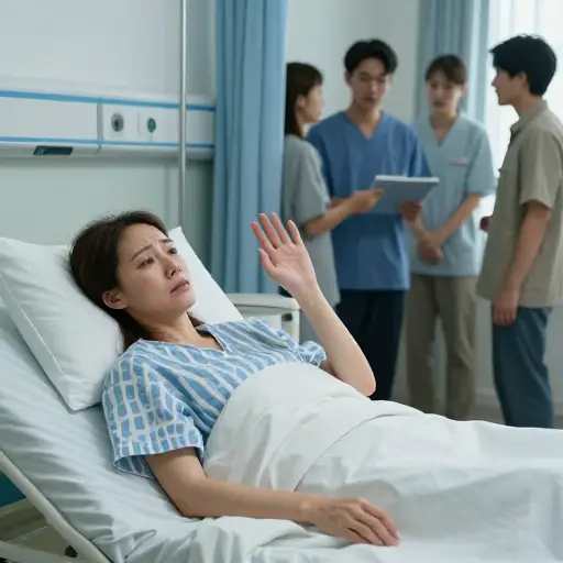 我们告别时，她在病床上微微颤抖地挥了挥手。