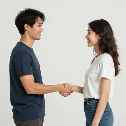 他热情地和我握手。