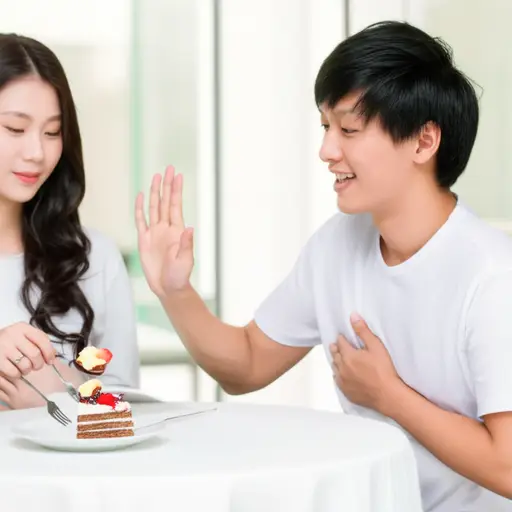 “你想再吃一块蛋糕吗？” “呃呃，我已经饱了。”
