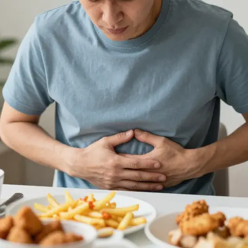 吃太多油炸食品经常会导致消化不良。