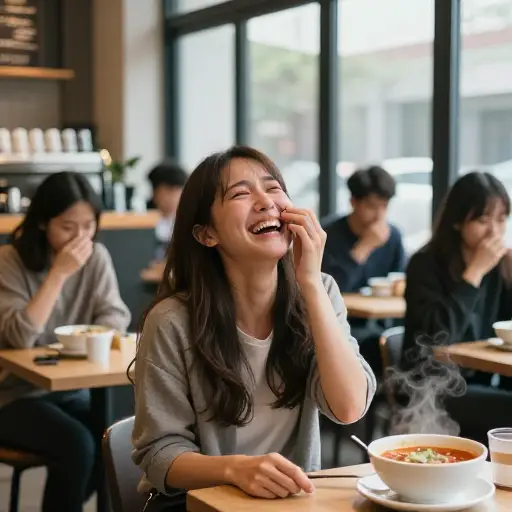 整个房间里，她的笑声一直是最响亮的。