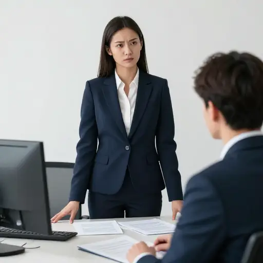 她决定就丢失的文件质问她的同事。