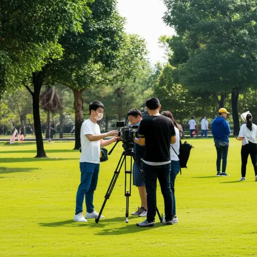 我们将在公园里拍摄这部短片的场景。