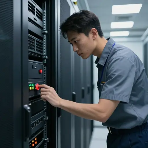 系统崩溃后，技术员不得不重启服务器。