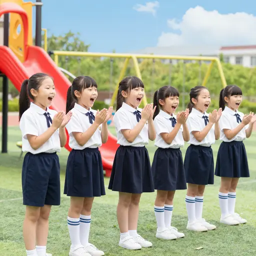 孩子们喜欢在操场上唱歌。