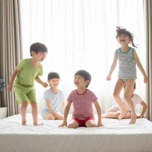 孩子们刚刚醒来就开始玩耍了。