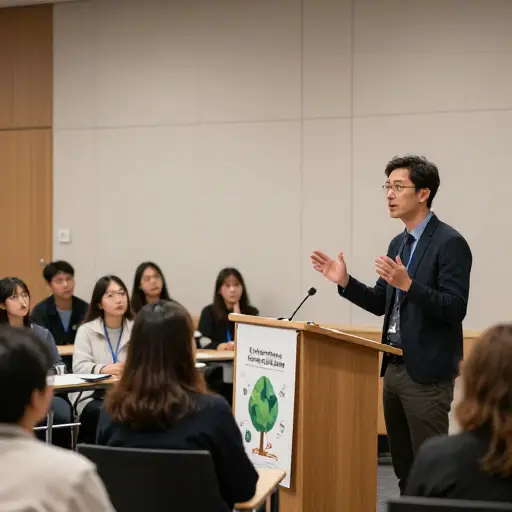 演讲者开始了一场关于气候变化的激情演讲。