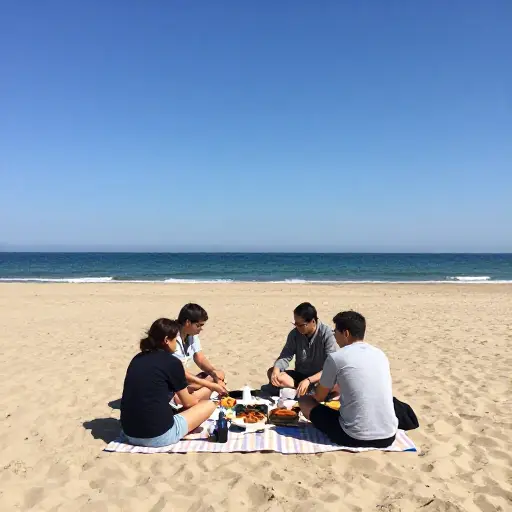 我们在海边野餐。