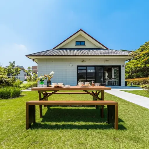 我们把野餐桌放在房子外面。