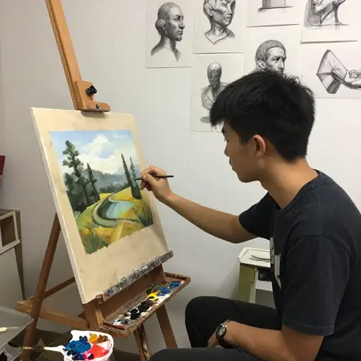 在他早期的绘画生涯中，他显然是个业余爱好者。